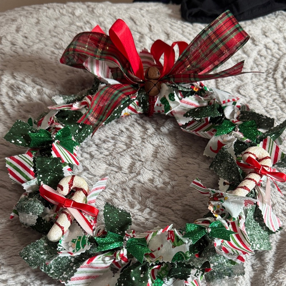 Plaid Bow Holiday Wreath with Red and Green Accents